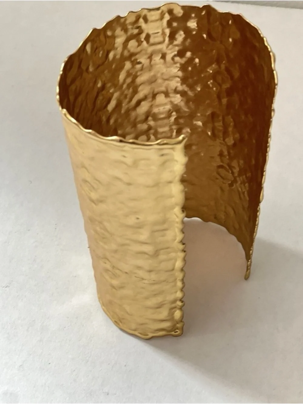 NWOT. Zara Golden Wide Rigid Textured Metal Cuff Bracelet Hammered.